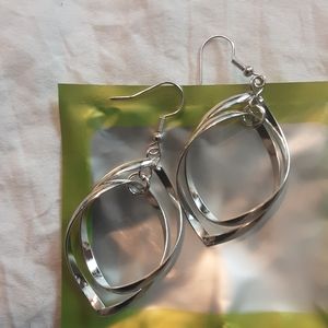 Sterling silver twist dangle earrings